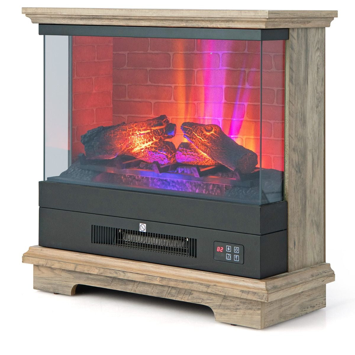 2000W Electric Fireplace Heater with 3-Level Vivid Flame