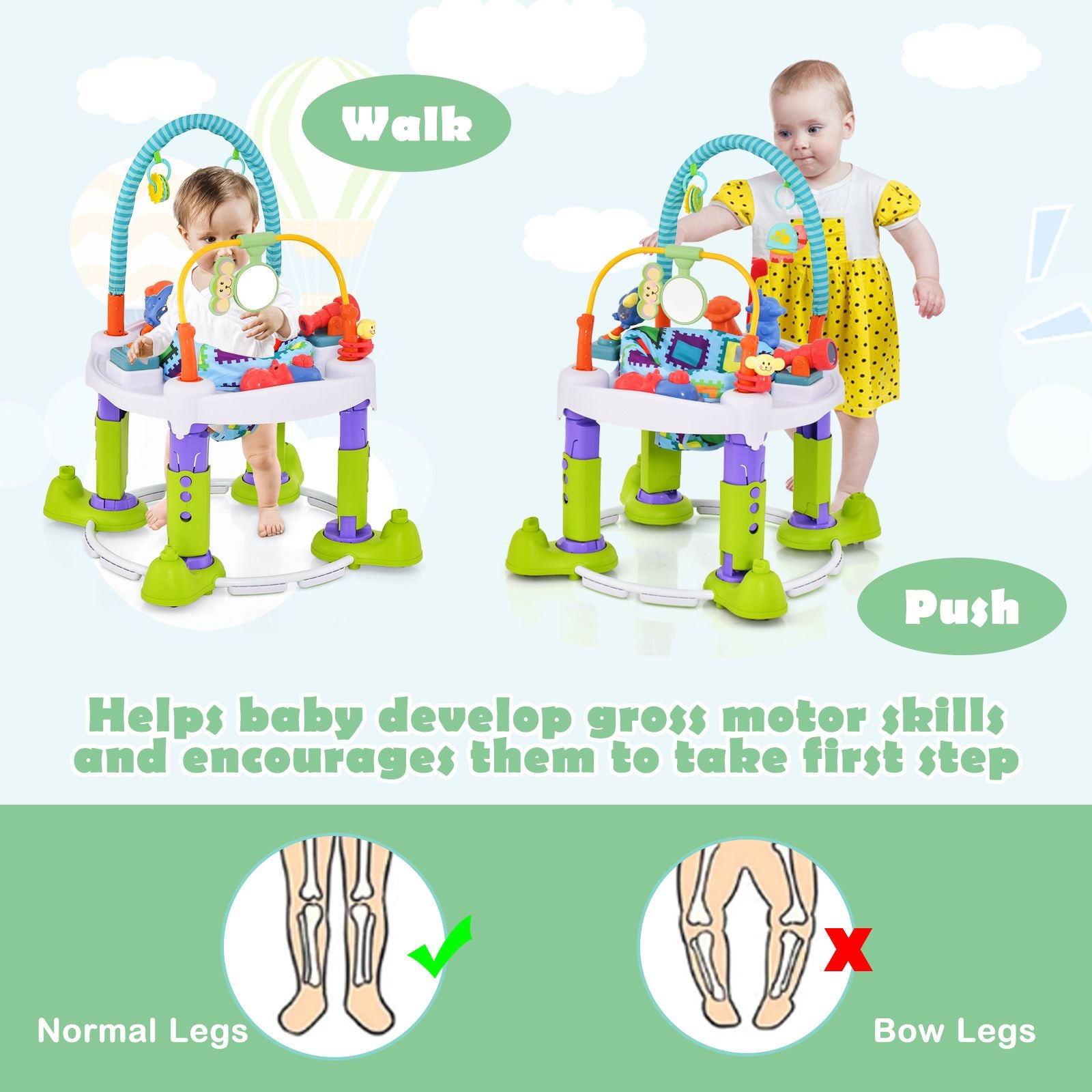 4-In-1 Baby Bouncer Activity Center with 3 Adjustable Heights