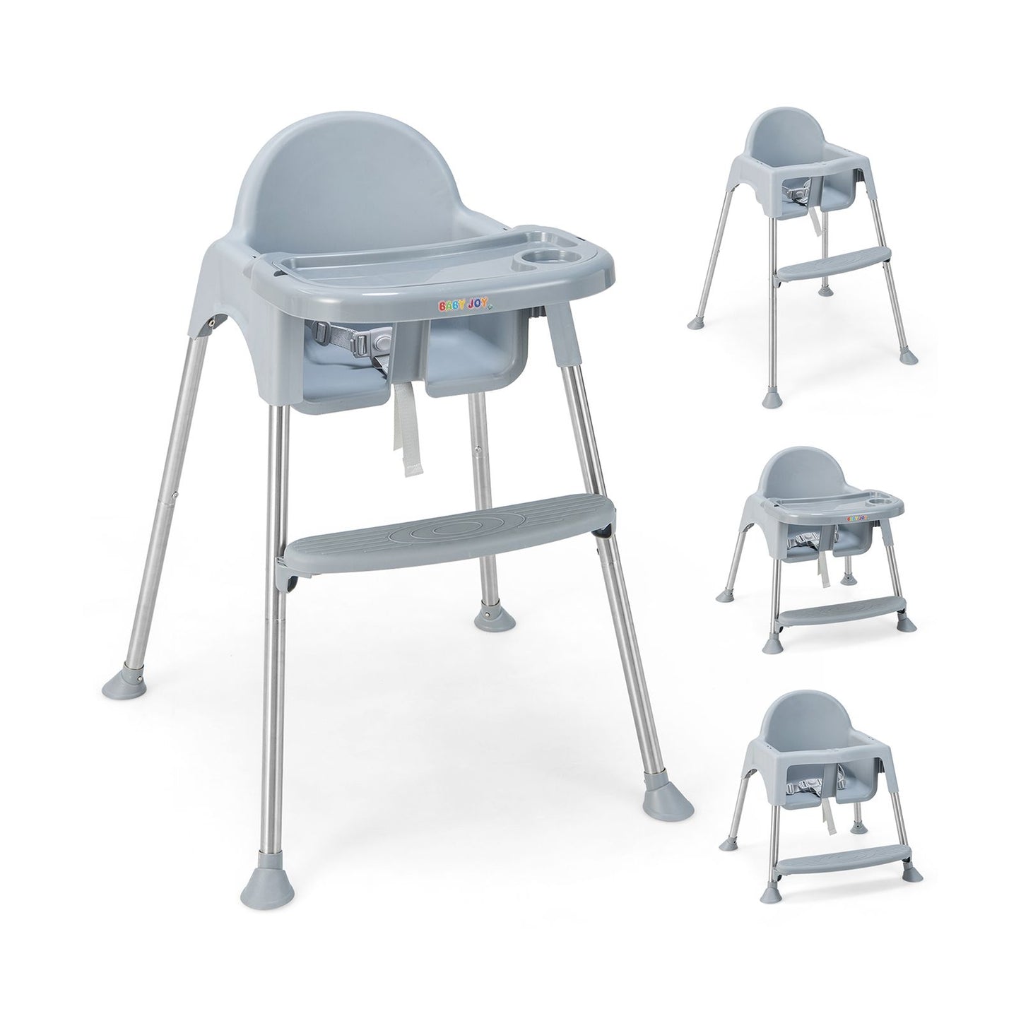 4 in 1 Adjustable Baby High Chair with Double Removable Tray