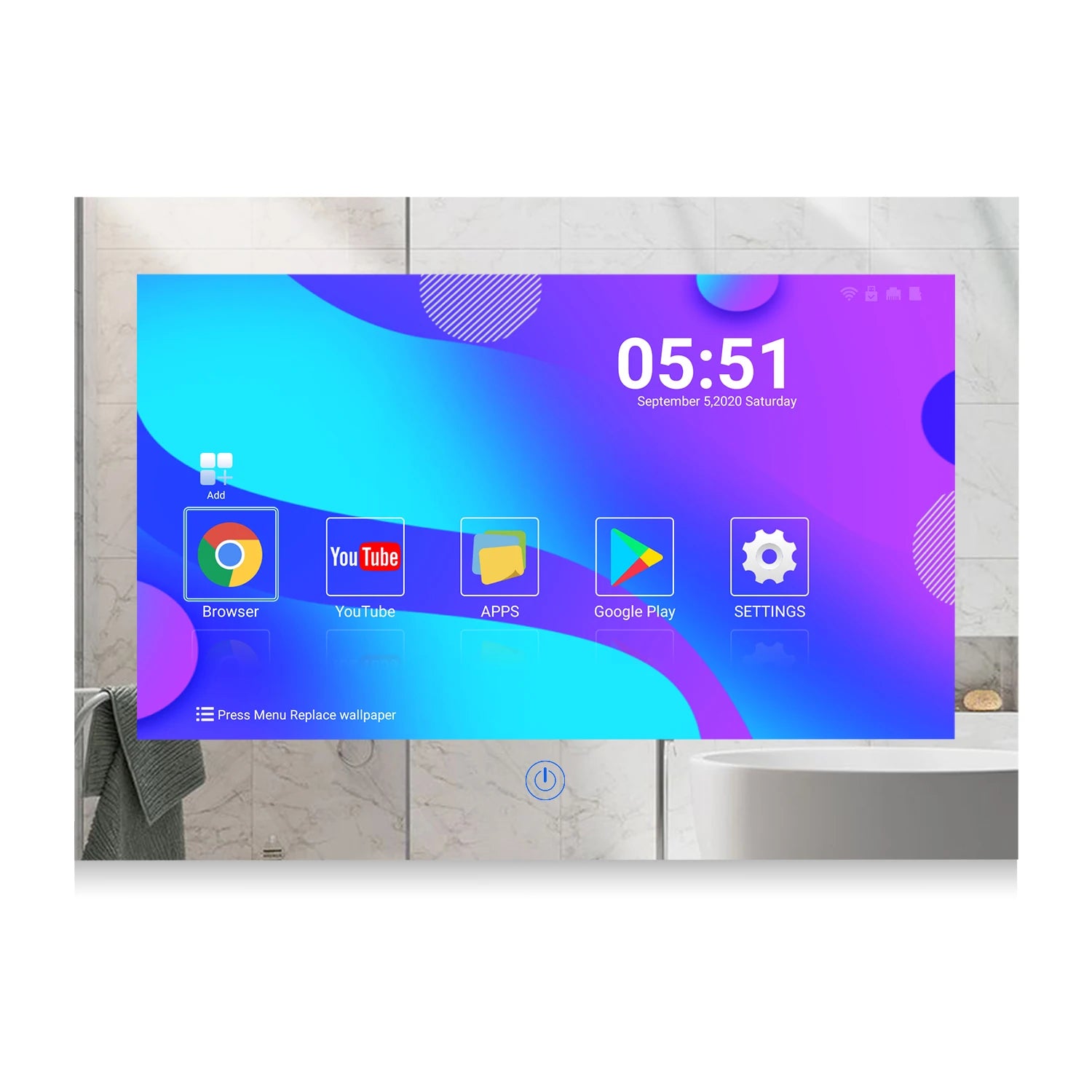 55 Inch Waterproof Mirror TV, Smart Android 11.0 Television Full HD 1080P Built-In Wi-Fi Bluetooth Waterproof Speakers