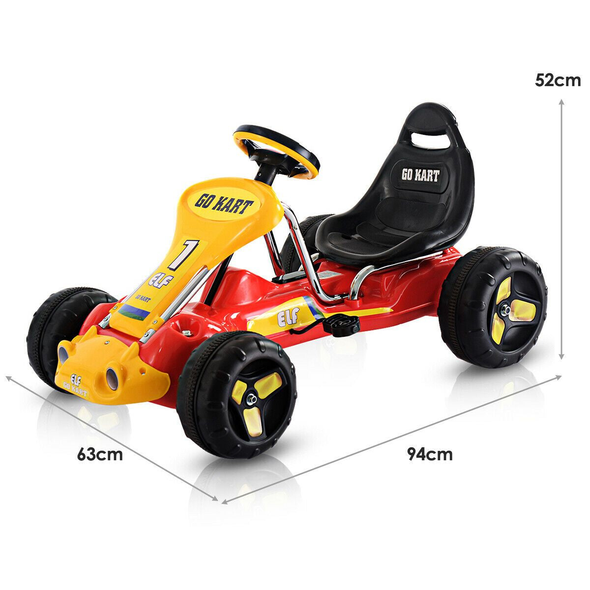 Kids Pedal Go Cart with Adjustable Seat and Non-Slip Wheels