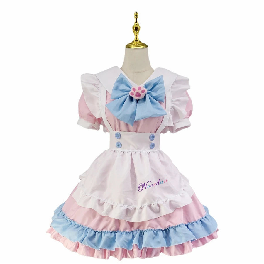 Anime Maid Outfit Cosplay Lolita Dress Kawaii Pink Maid Uniform Housekeeping plus Size Halloween Costume for Wonmen 4XL 5XL