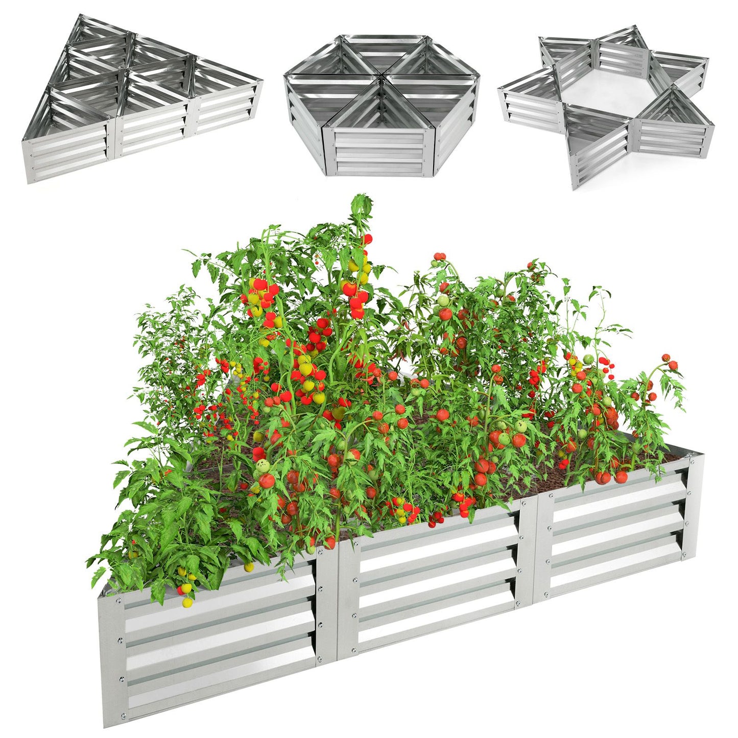 6 Pieces Triangular Galvanized Raised Garden Bed