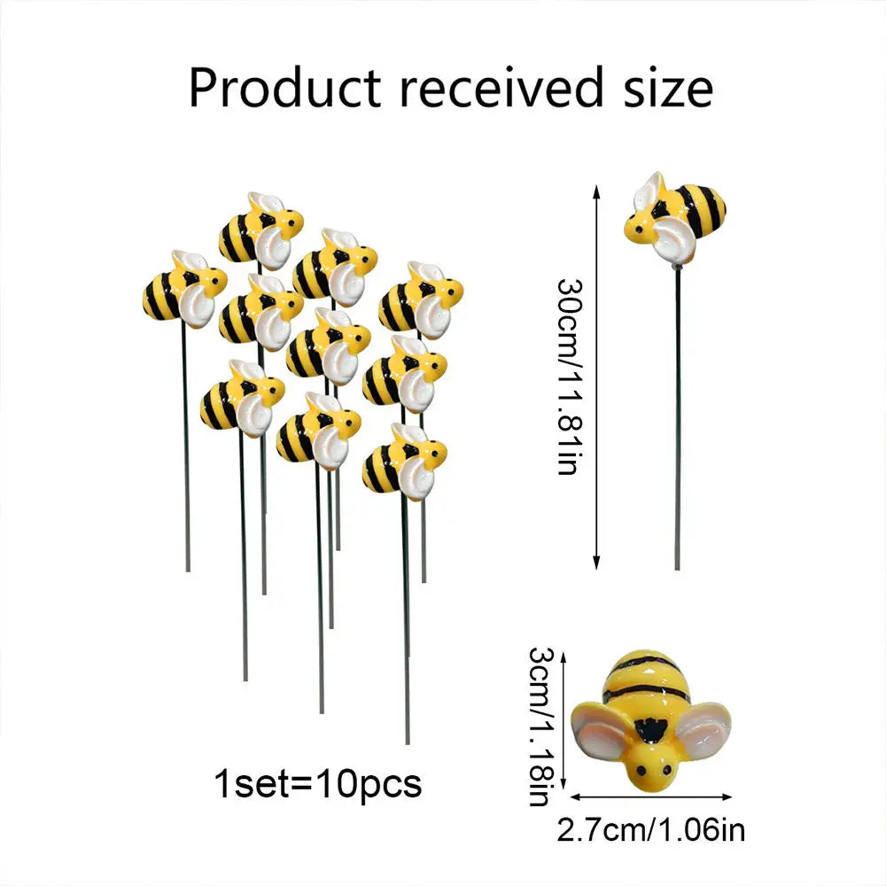 10Pcs Bee Garden Stakes Outdoor Iron Insect Beds Pot Stakes Ornament Yard Art Outdoor Decoration Garden Supplies