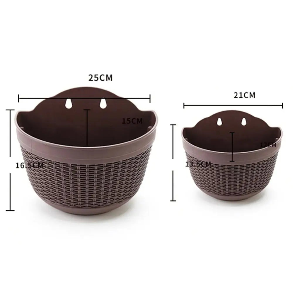 Imitation Rattan Wicker Wall Hanging Flower Pot Basket Balcony Garden Planter Garden Pots Planters Garden Decoration