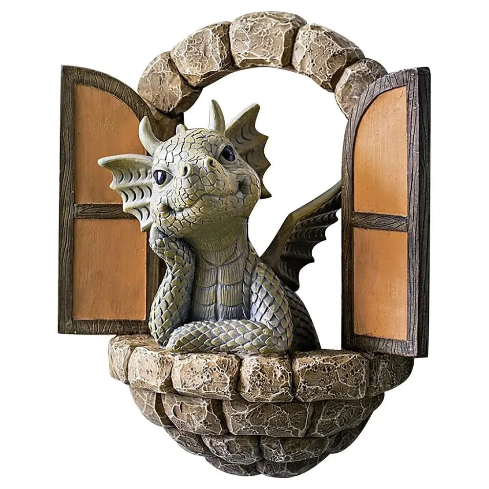 Garden Statues Courtyard Dragon Sculpture-Resin Garden Statue Outdoor Weatherproof Yard Garden Decor Tuinposters Voor Buiten