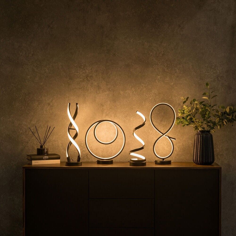 Black Loop Table Lamp Touch Light Integrated LED Warm White Bedside Living Room