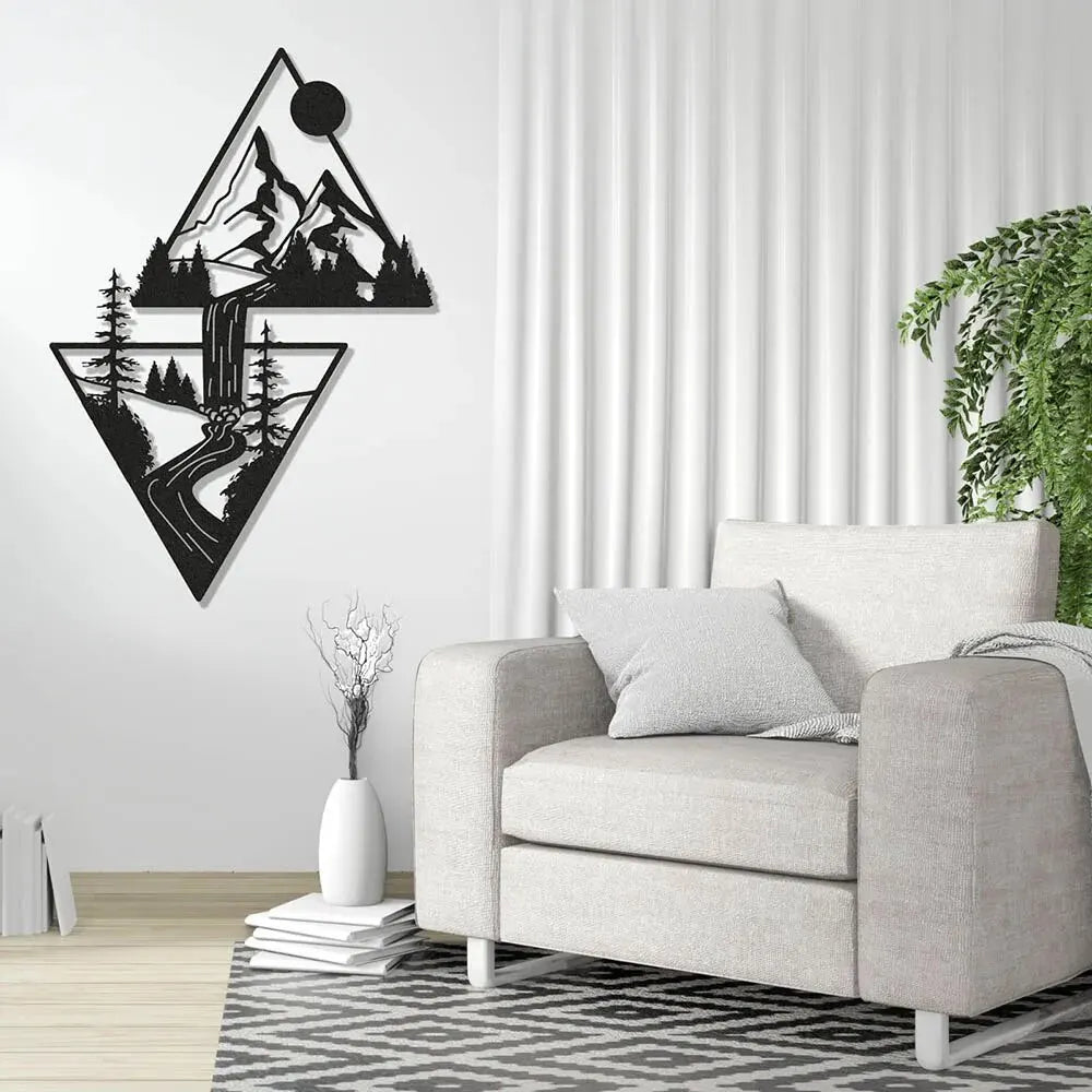 Scenery Theme Decor Wall Art Decorations Mountain Metal Wall Decor Wall Sign Metal Wall Gift Triangle Wall Art for Living Room