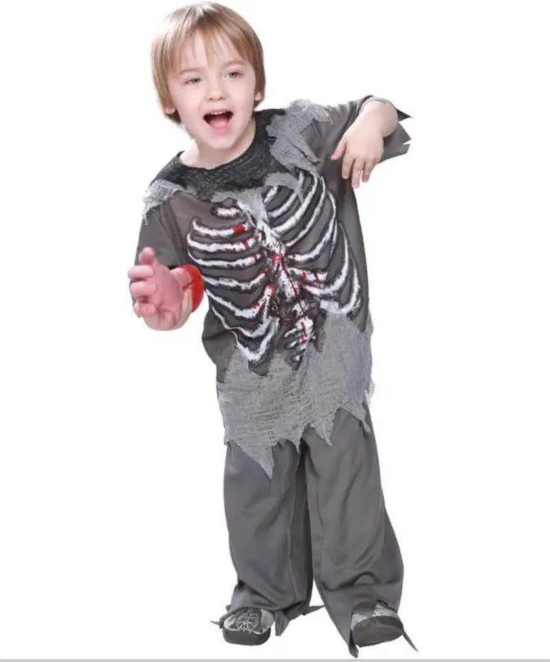 Skeleton Bloody Zombie Boy Costume Halloween Costume for Kids Scary Costume Carnival Skull Ghost Horror Cosplay Fancy Outfit