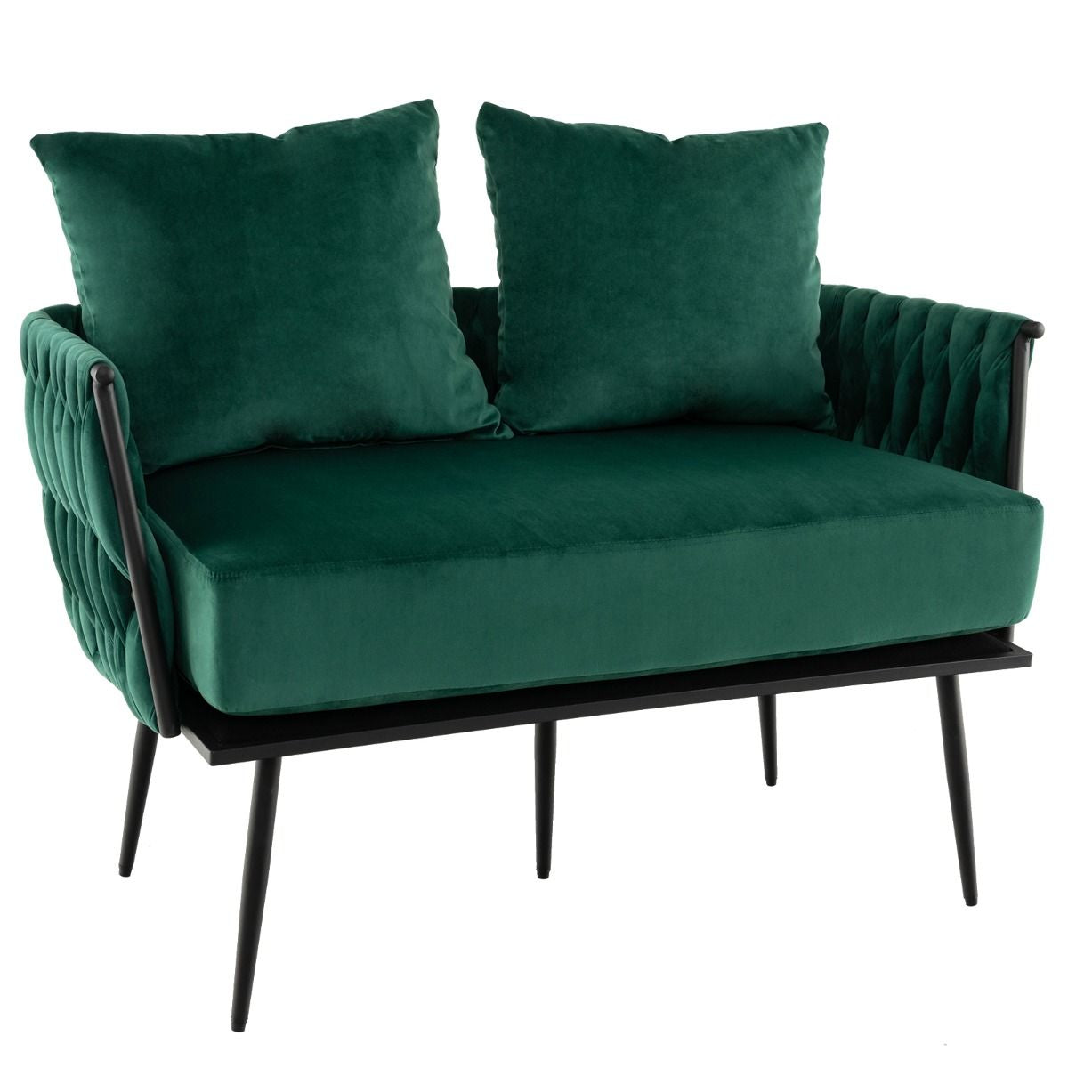 Modern Loveseat Sofa with Woven Back and Arms