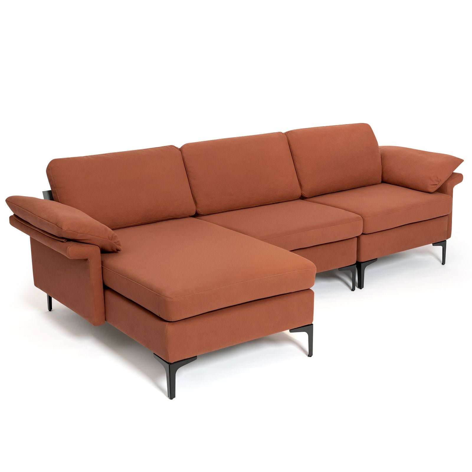 L-Shaped 3-Seat Upholstered Sectional Sofa