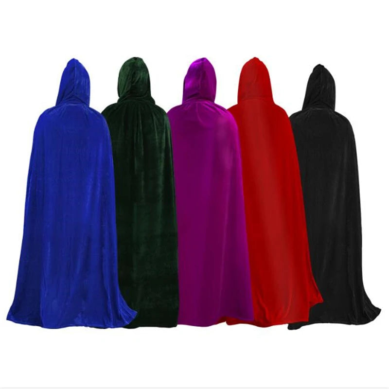 Ataullah Death Cape Long Hooded Velvet Cloak Halloween Costume Unisex Cosplay Wizard Witch Medieval Monk Robe Larp Ghost DW011