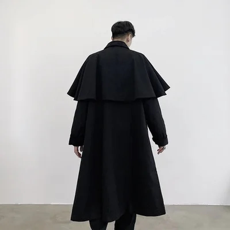 Original Designer Long-Style Trench Coat Personality Cape Fashion Show Fashion Fashion Fashion Coat Man