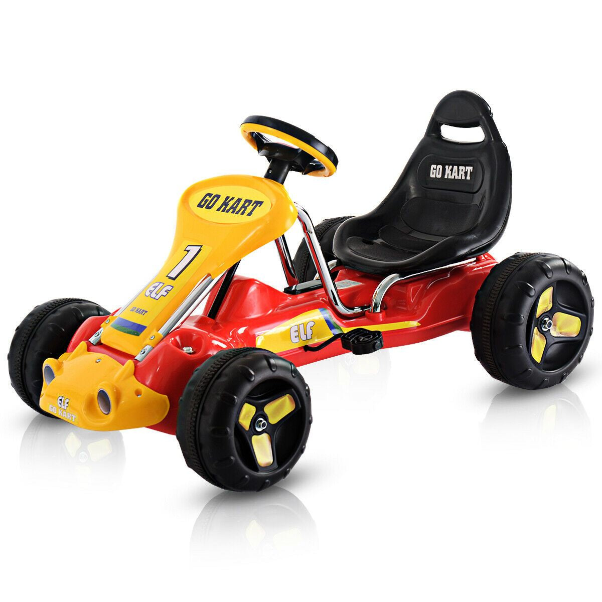 Kids Pedal Go Cart with Adjustable Seat and Non-Slip Wheels