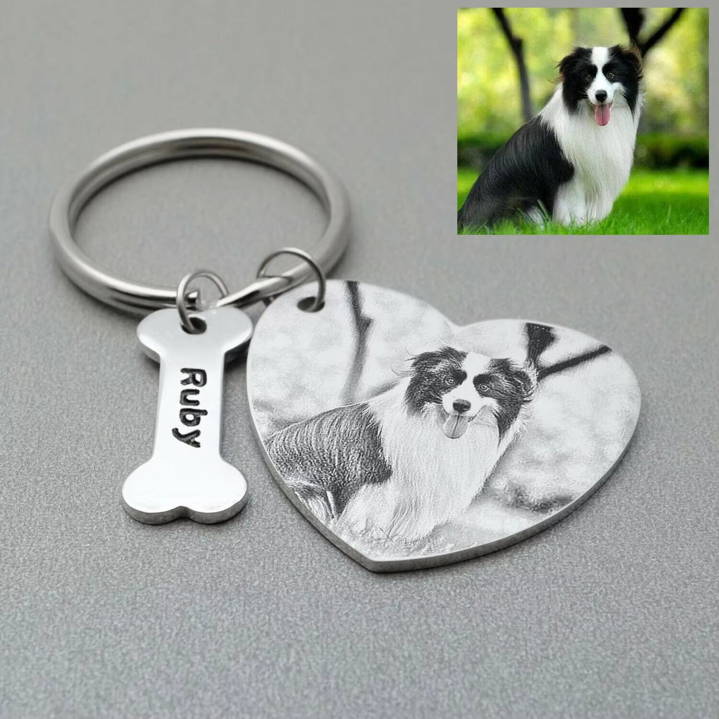 Personalized Heart Photo Keychain Custom Picture Keychain Cat Keyring Birthday Gift Keepsake Memory Dog Keychain Couple Keychain