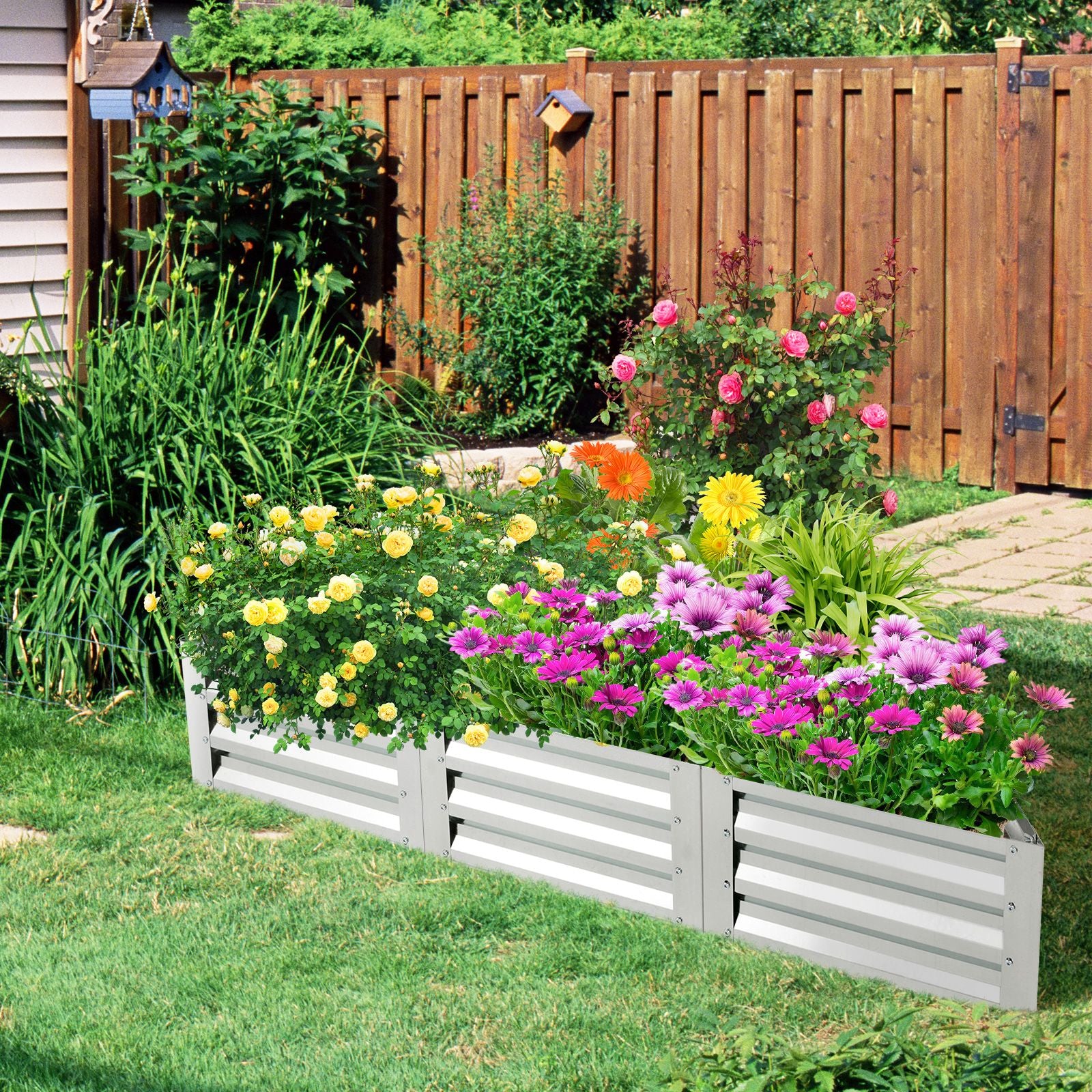 6 Pieces Triangular Galvanized Raised Garden Bed