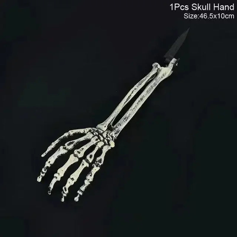 Halloween Skeleton Fake Skeleton Head and Hands Set Scary Skull Decors Halloween Party Haunted House Halloween Decoration