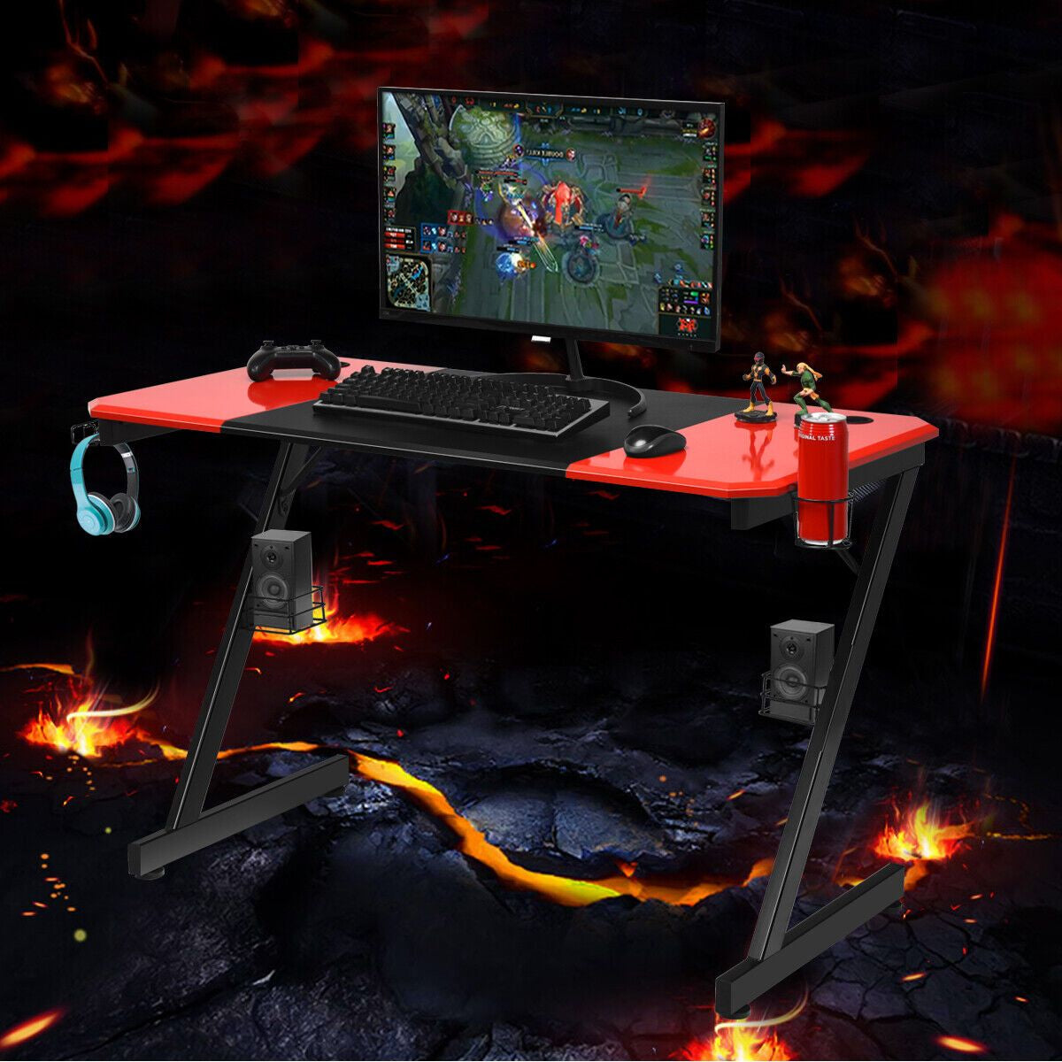 Z-Shaped Carbon Fiber Surface Gaming Desk