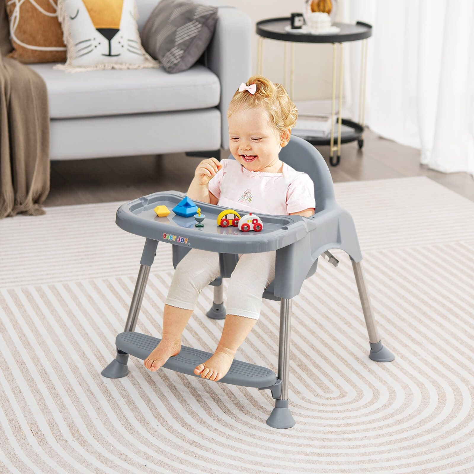 4 in 1 Adjustable Baby High Chair with Double Removable Tray