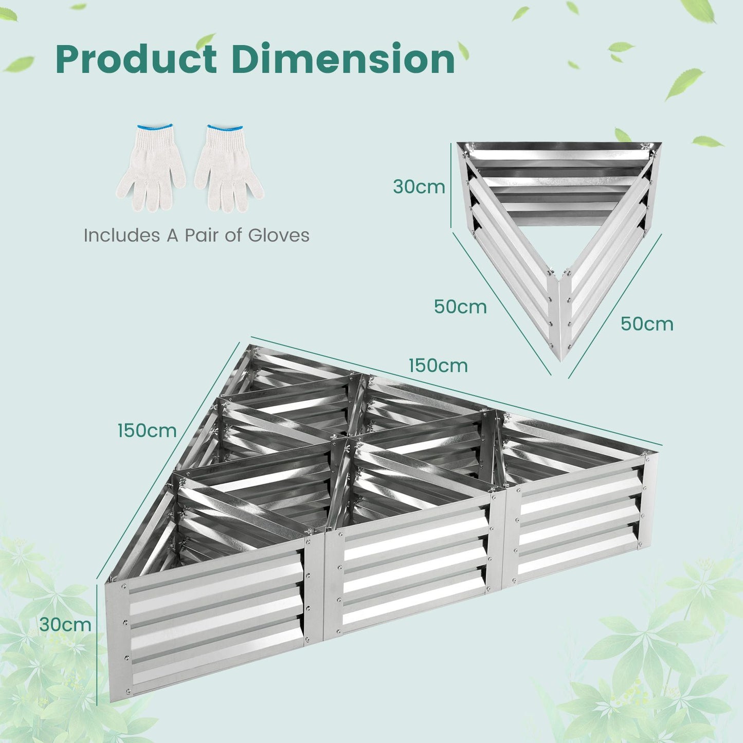 6 Pieces Triangular Galvanized Raised Garden Bed