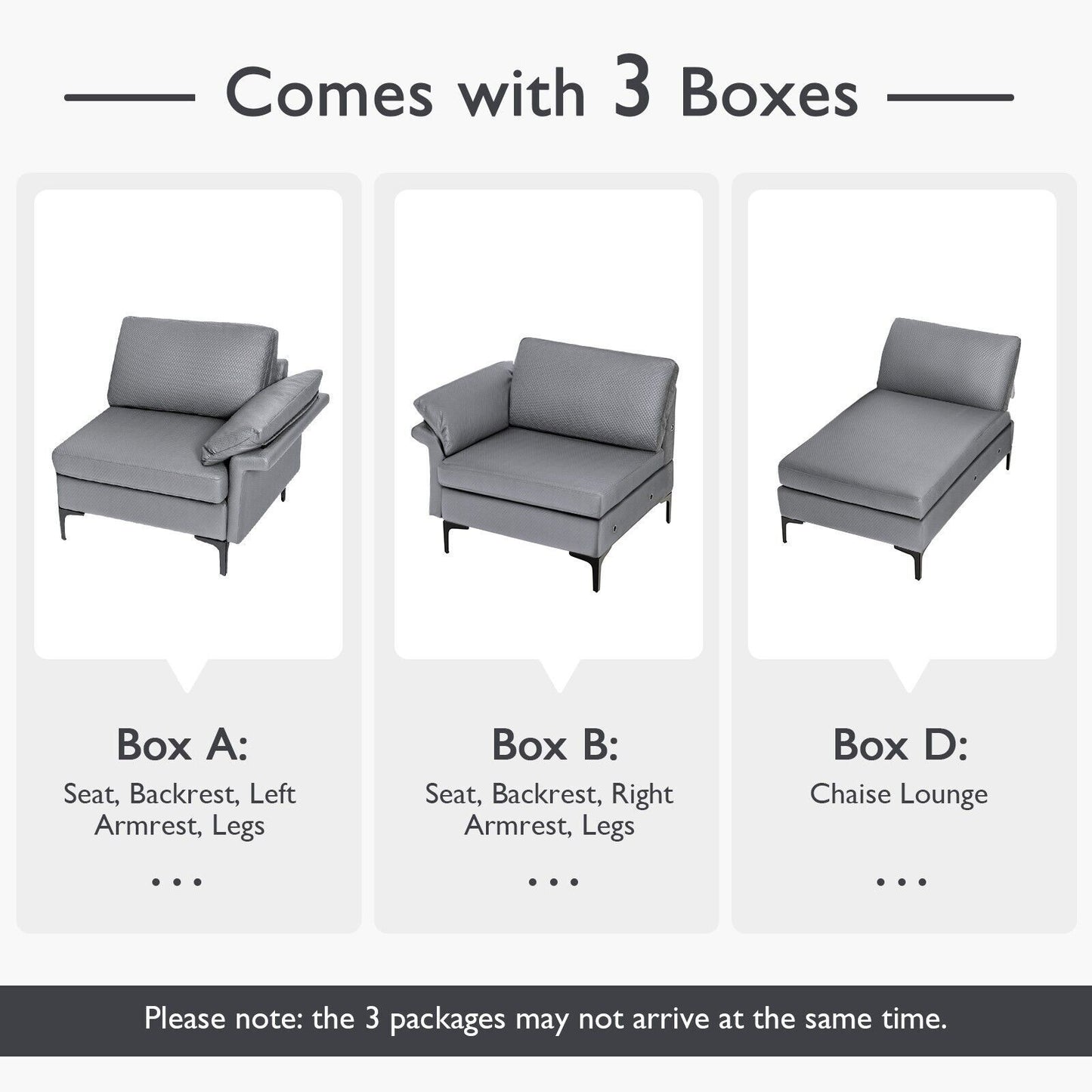 L-Shaped 3-Seat Upholstered Sectional Sofa