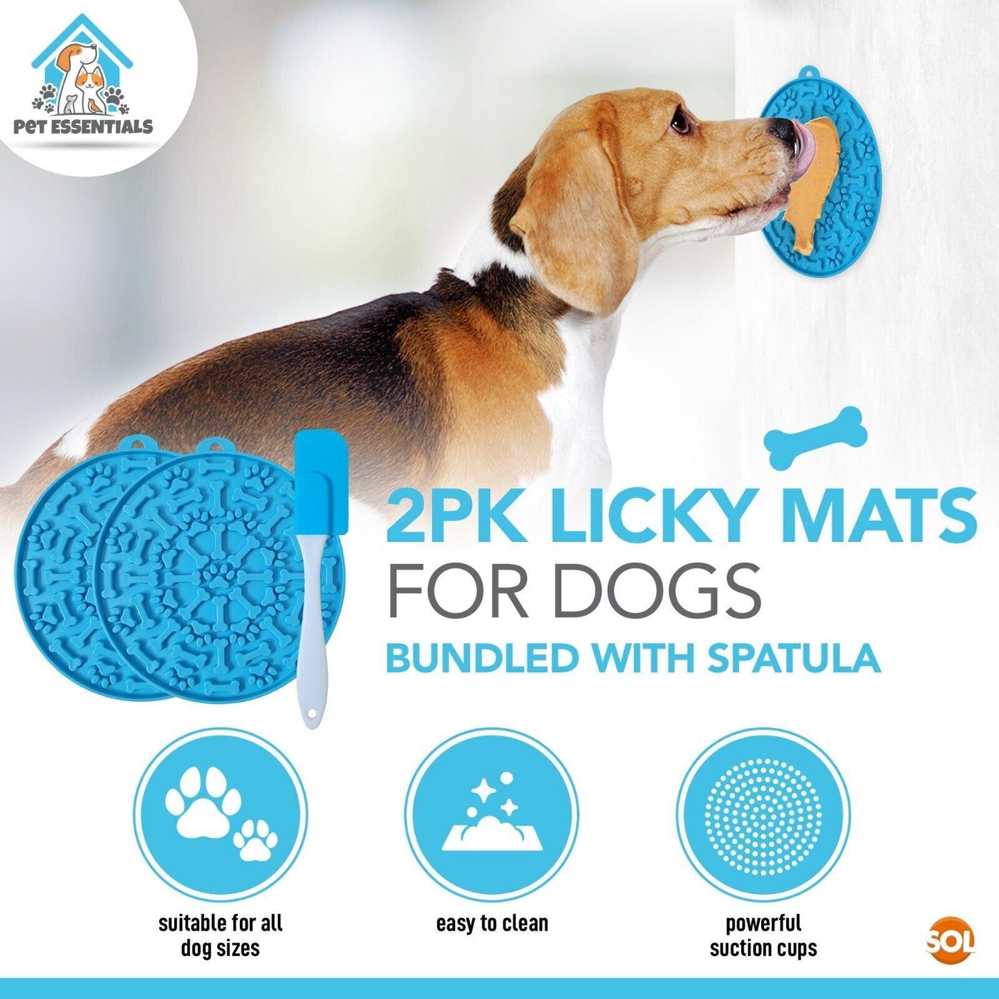 2Pk Licky Mat for Dogs Suction & Spatula Pet Cat Food Placemat Wall Lick Feeding