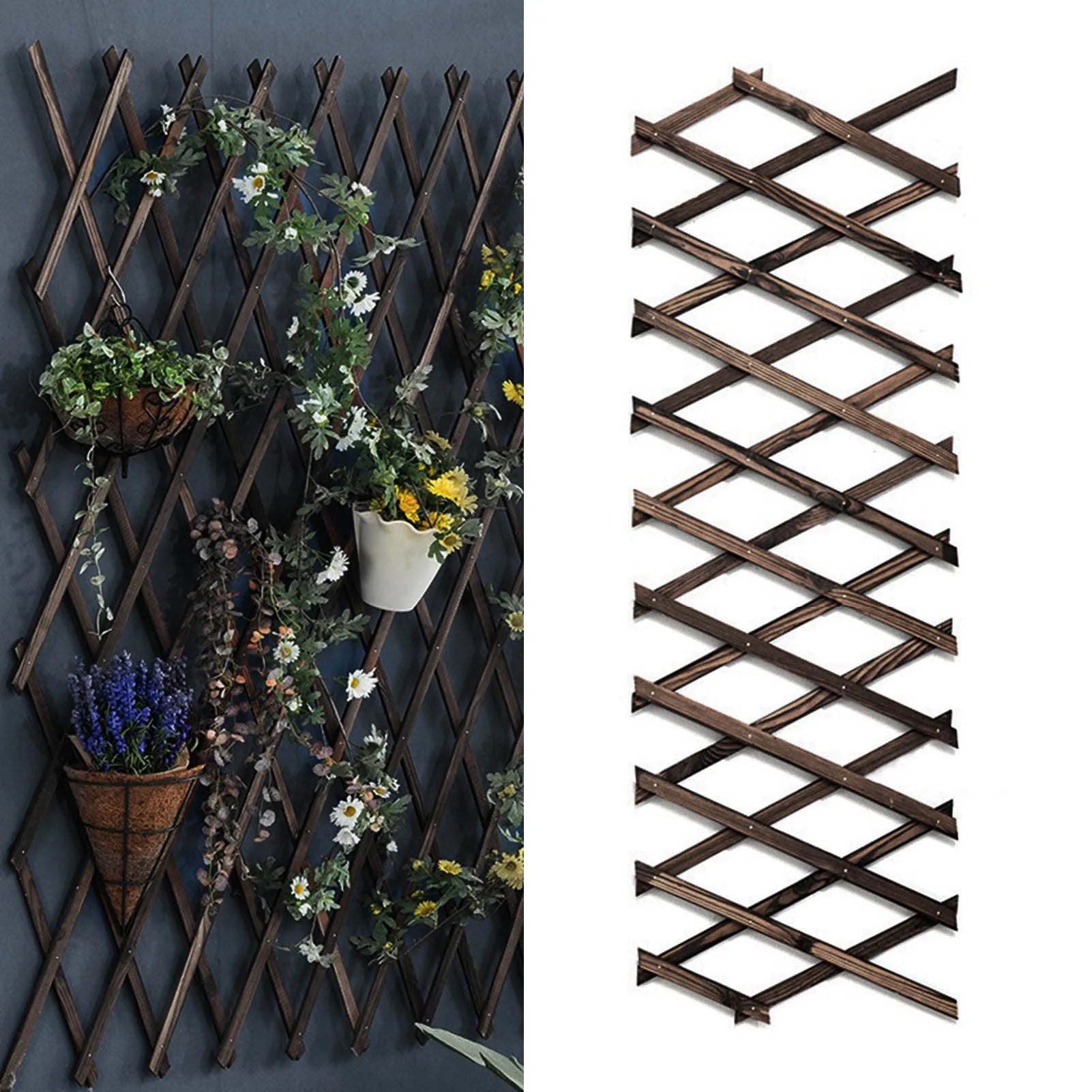 Garden Trellis Expanding Wooden Fence Plant Climb Support Lattice Garden Fence Panel Home Yard Garden Decoration