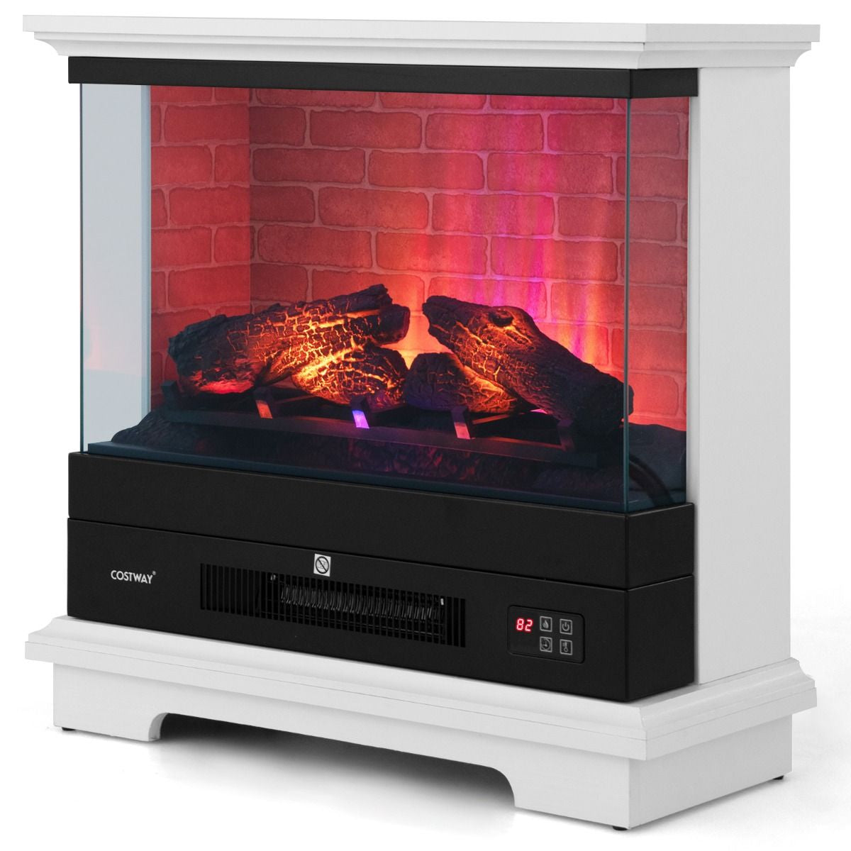 2000W Electric Fireplace Heater with 3-Level Vivid Flame