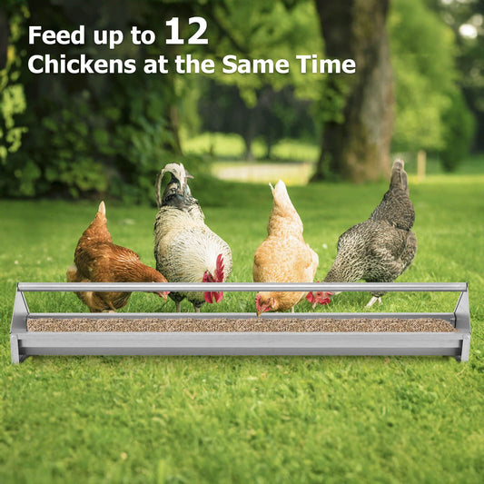 Steel Chicken Feeding Trough with Crossbar and Drainage Holes