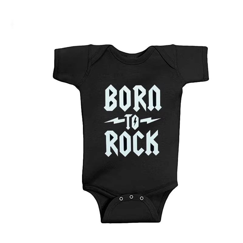 New Arrival Baby Clothes Rock Black Cotton Short Sleeve Baby Bodysuit Baby Boys Girls Clothes Funny Baby Clothing 0-18M