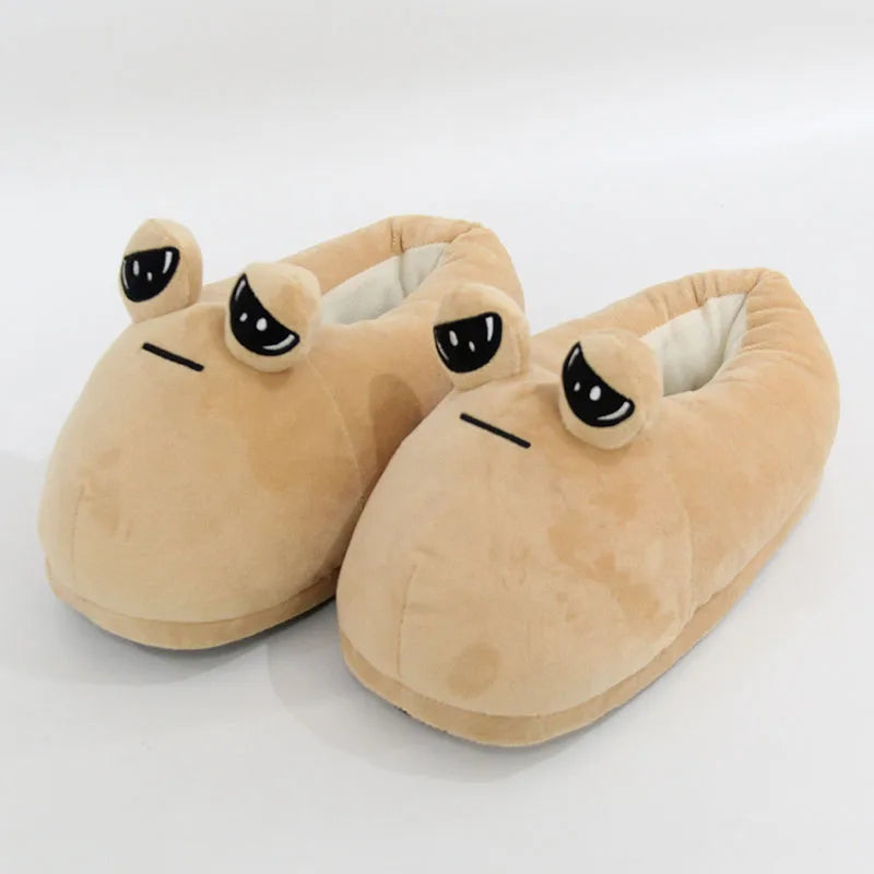 The Maw Pou Cotton Slipper Anime Plush Slippers Kawaii Cartoon Soft Stuffed Fluffy Thick Non-Slip Shoes Alien Pou Doll Home Indo