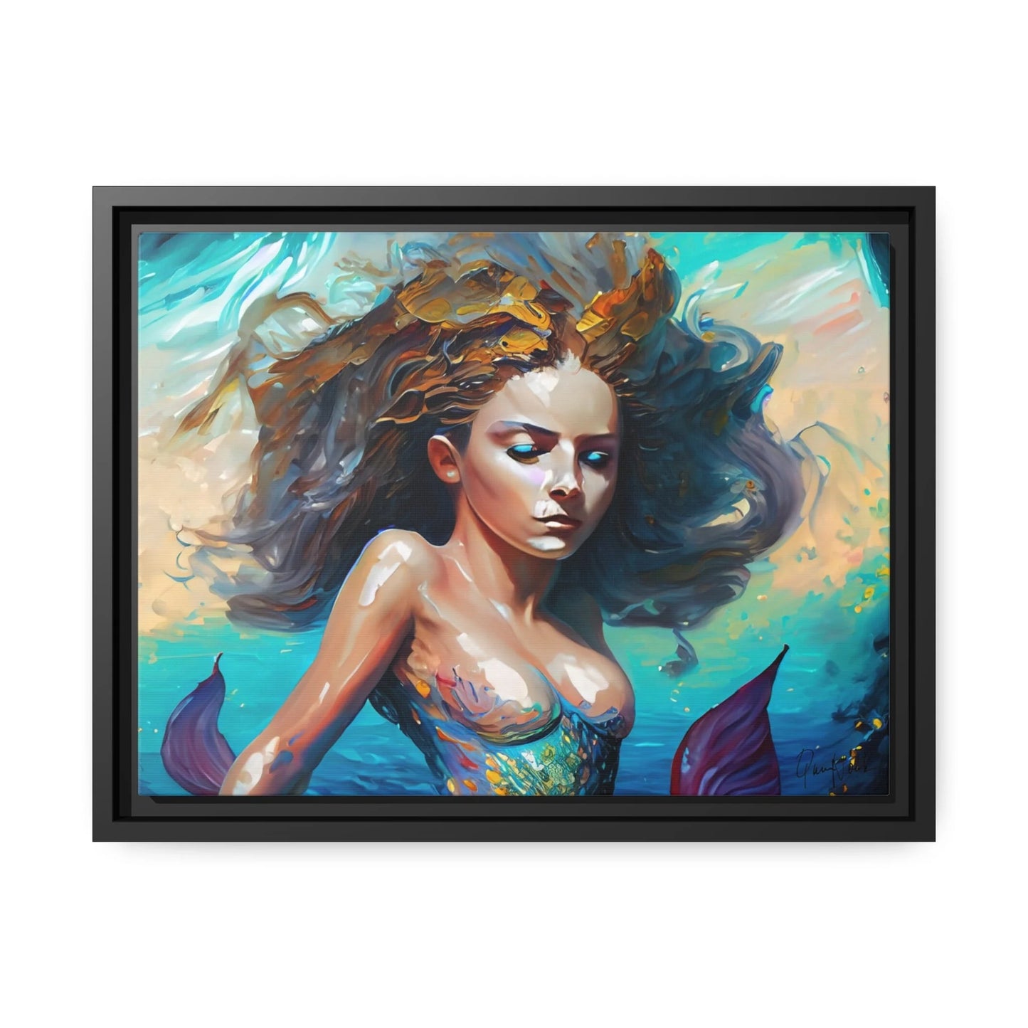 Canvas Wall Art - Mermaid Portrait by Queennoble