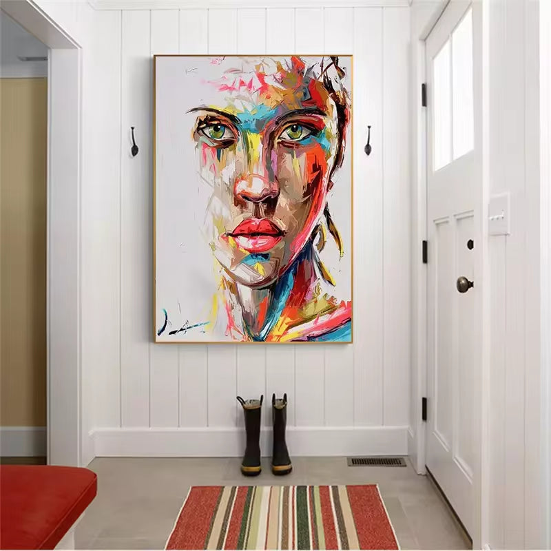 High Quality Hand Painted Graffiti Canvas Painting Women Face Wall Art Abstract Pop Art Girls Canvas Painting Wall Art Picture