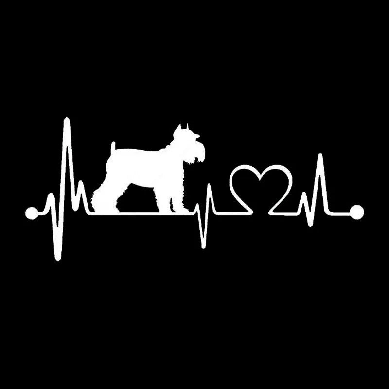 Car Sticker 3D 15.2*6.4CM Schnauzer Heartbeat Dog Funny Car Sticker Car Vinyl Laser Car Styling Bumper Decoration