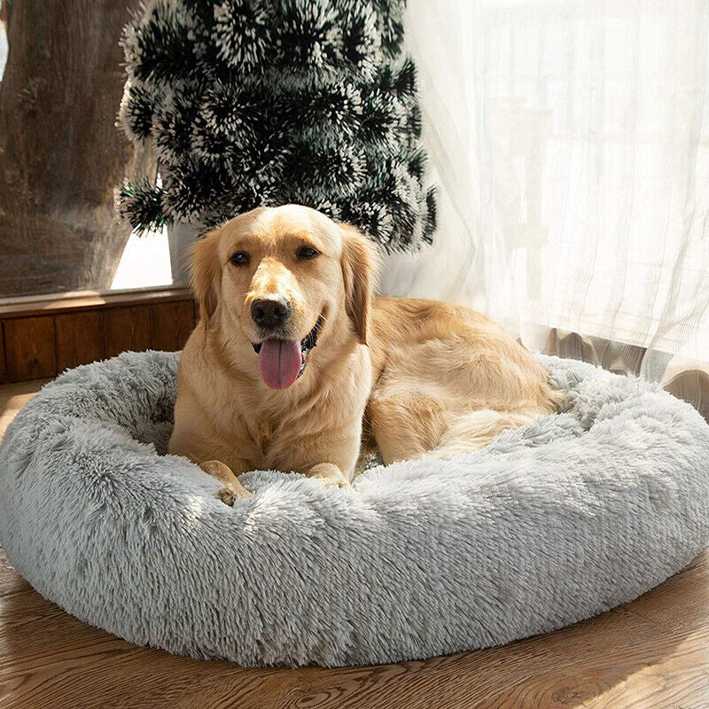 Extra Large Dog Cat Pet Calming Bed Comfy Fluffy Donut Dog Beds round Soft Plush