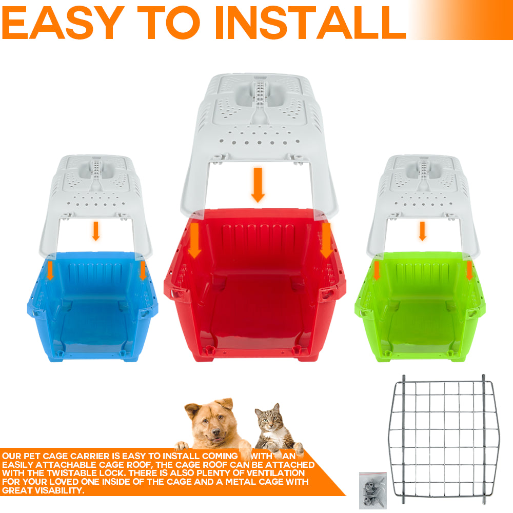 PET DOG PUPPY CAT CARRIER BASKET BAG CAGE PORTABLE TRAVEL KENNEL BOX VET W/DOOR