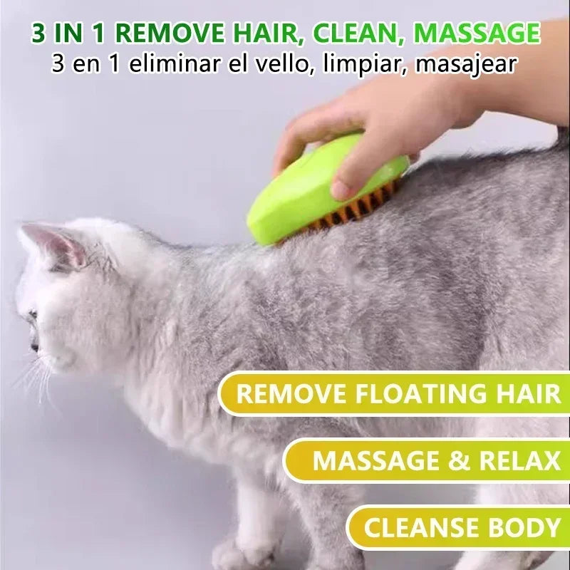 Cat Steamy Brush Dog Massage Comb Built-In Electric Water Spray Soft Silicone Pet Hair Removal Grooming Brush Cat Accessories