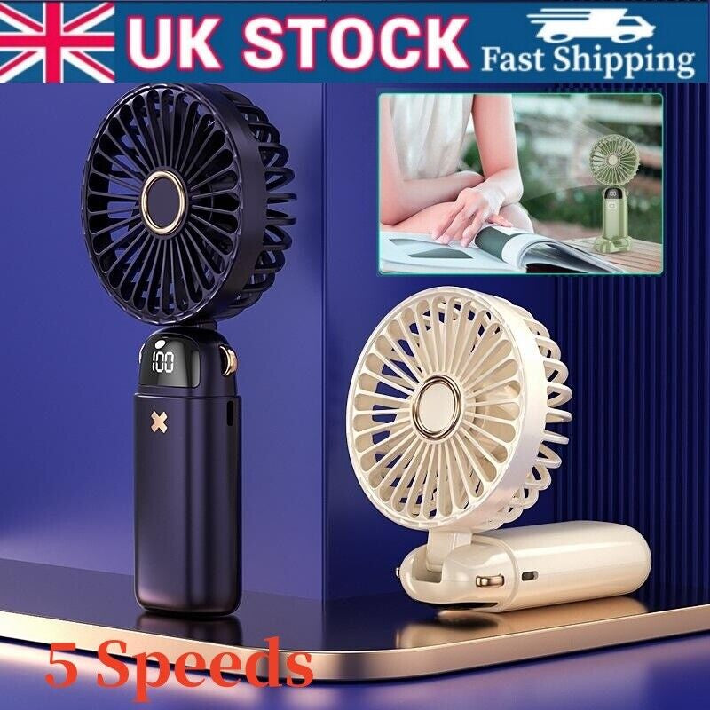 Portable Hand-Held Fan Mini Folding Desk Fan Cooler Cooling USB Rechargeable UK