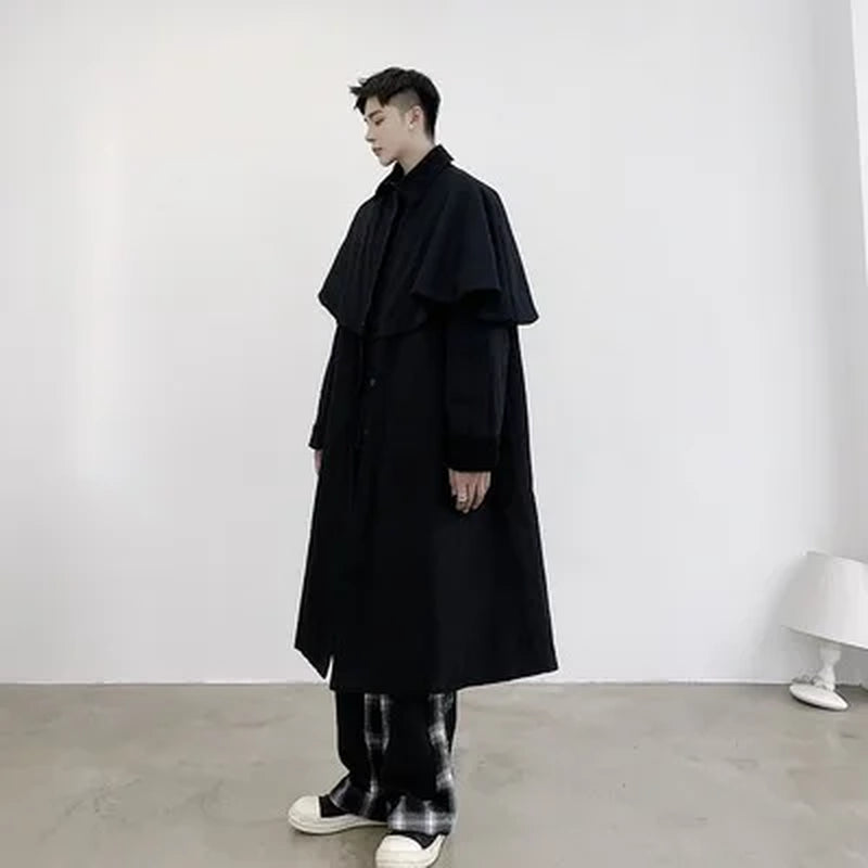 Original Designer Long-Style Trench Coat Personality Cape Fashion Show Fashion Fashion Fashion Coat Man