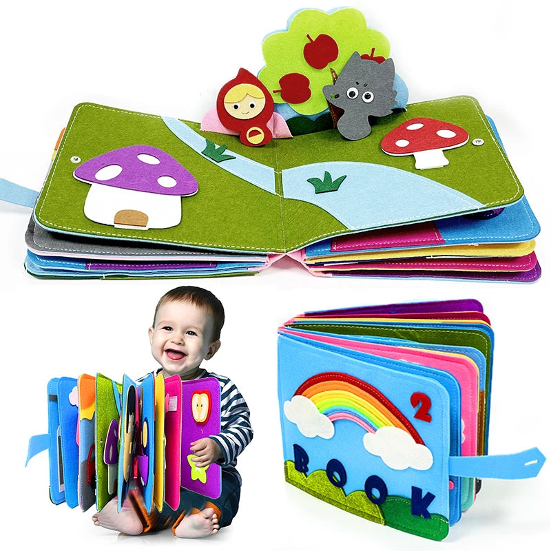 Montessori Baby Busy Board 3D Toddlers Story Cloth Book Sensory Toys for Babies Education Habits Toys Books for Kids from 0-3