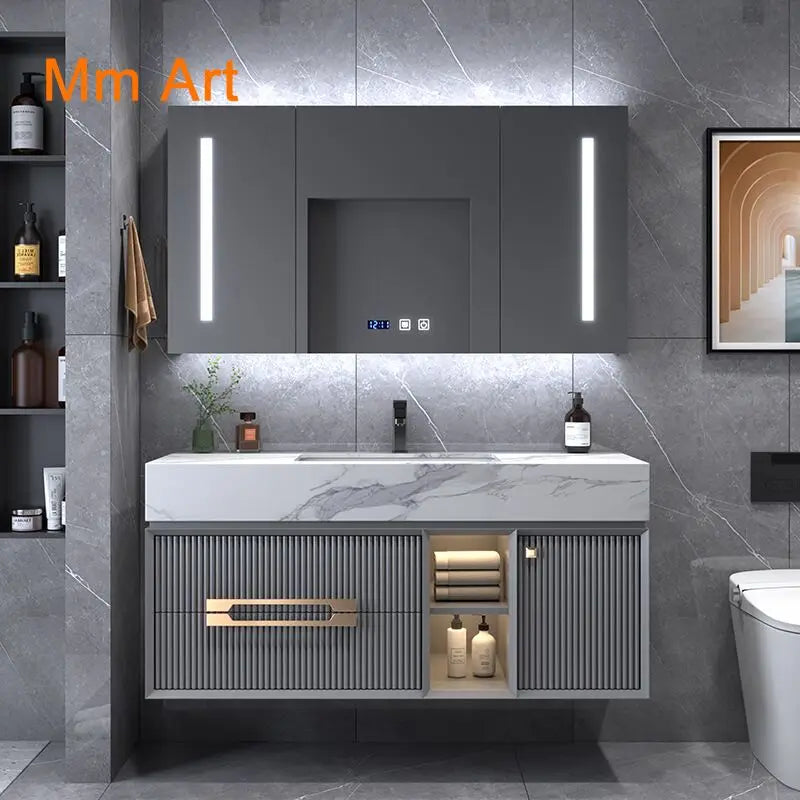 Hot Sale Best Quality Bathroom Double Sink Rock Stone Vanity Luxury Bathroom Cabinet