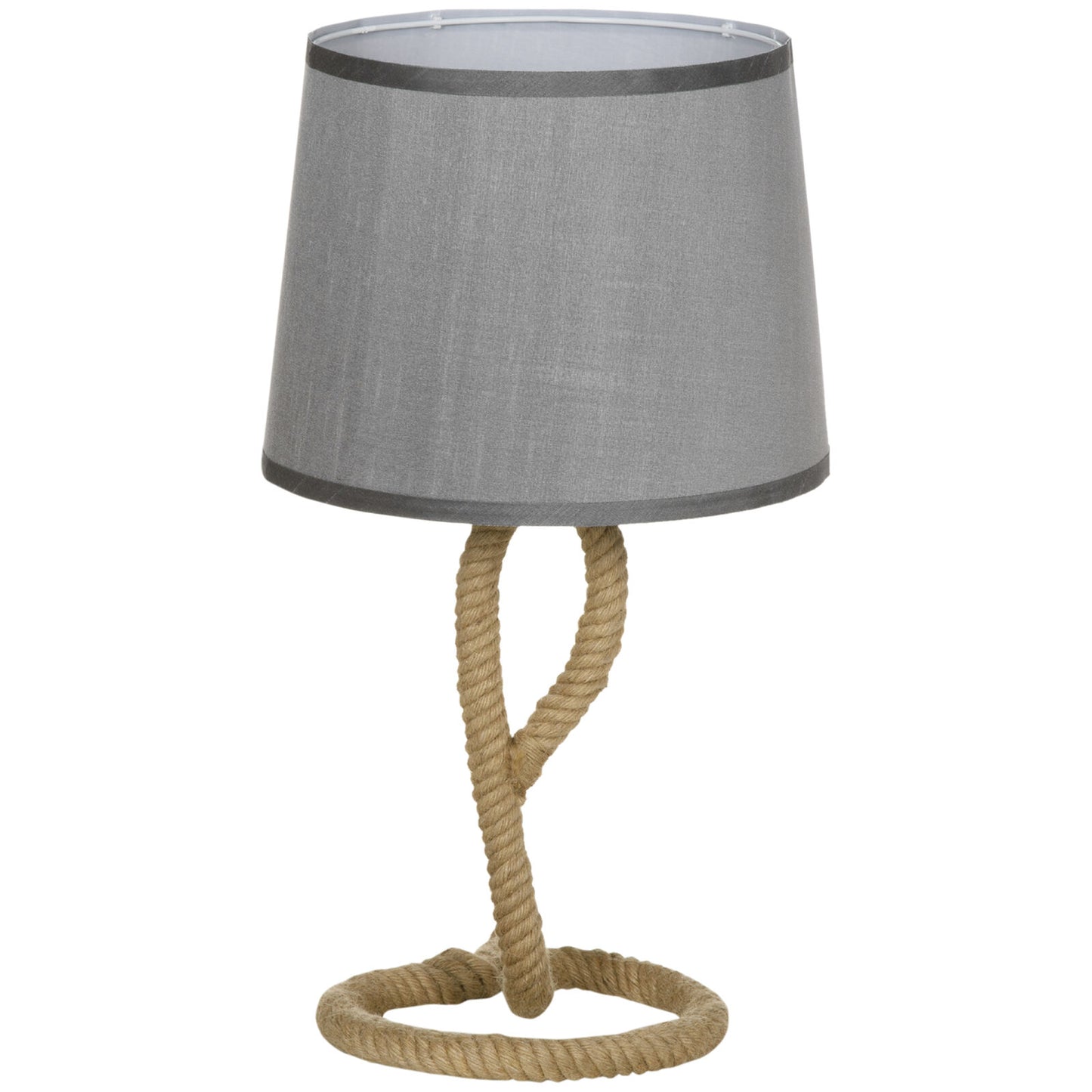 Nautical Table Lamp with Rope Base, Desk Fabric Light, Bedroom, Living Room