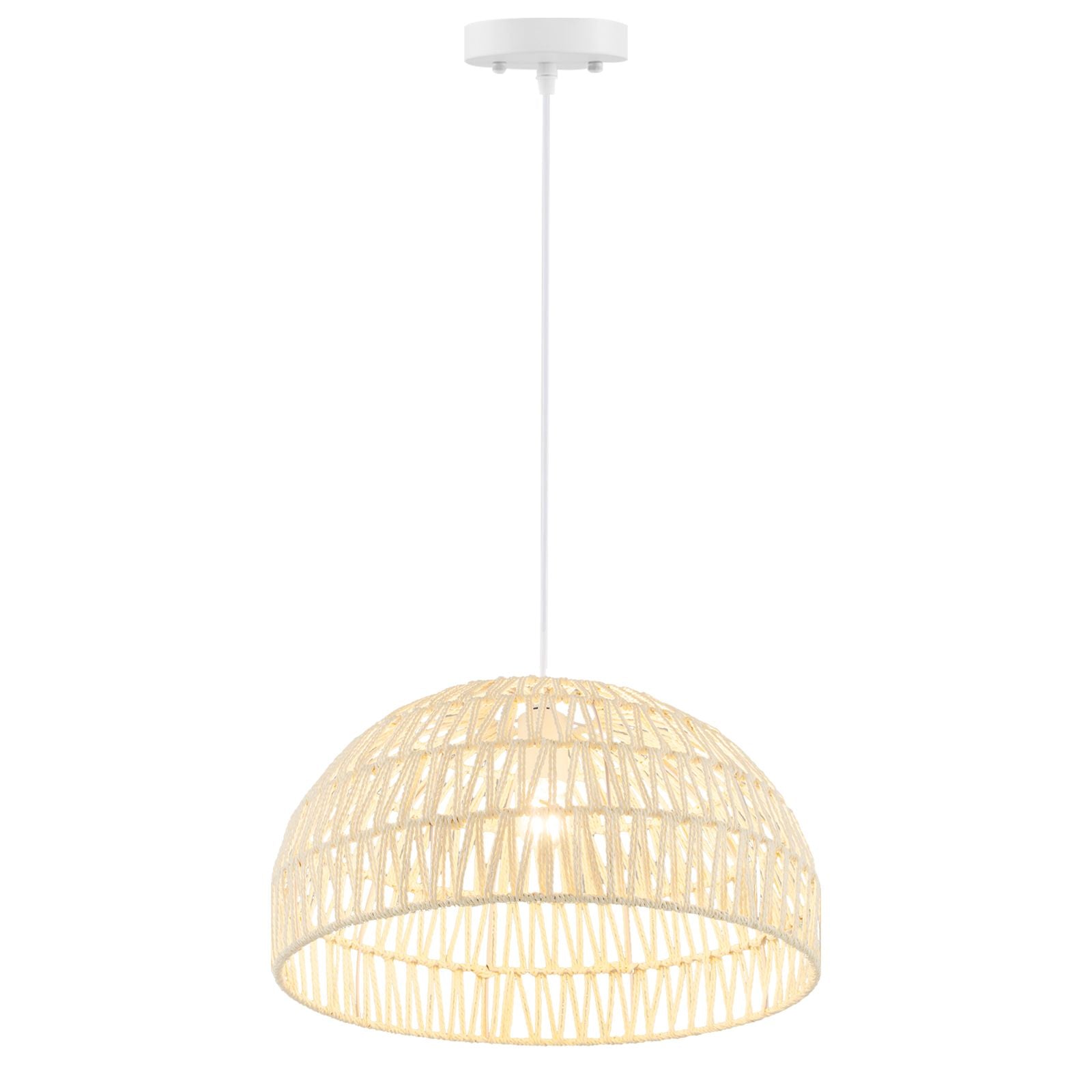 Dome Paper Pendant Ceiling Light with Adjustable Hanging Rope