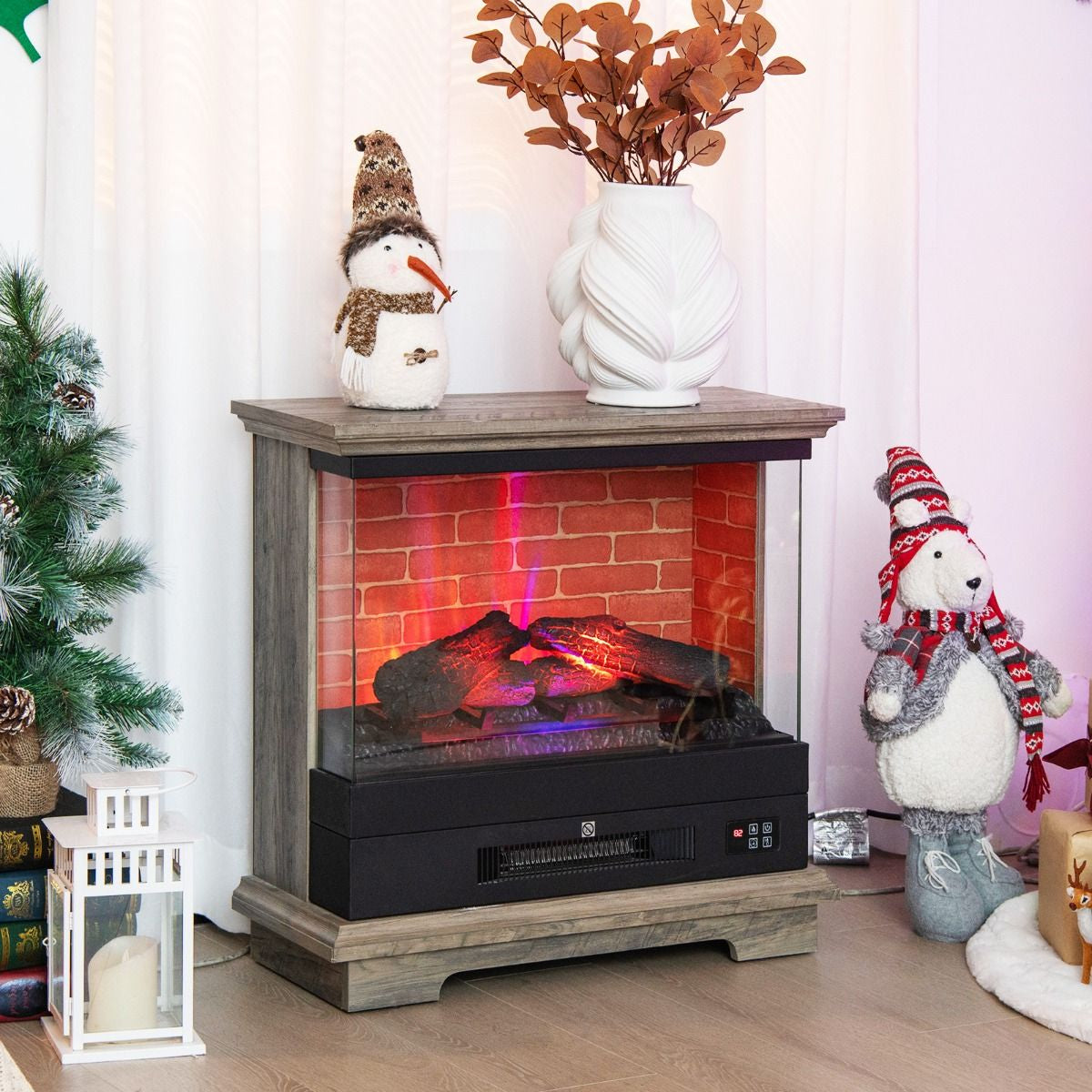 2000W Electric Fireplace Heater with 3-Level Vivid Flame