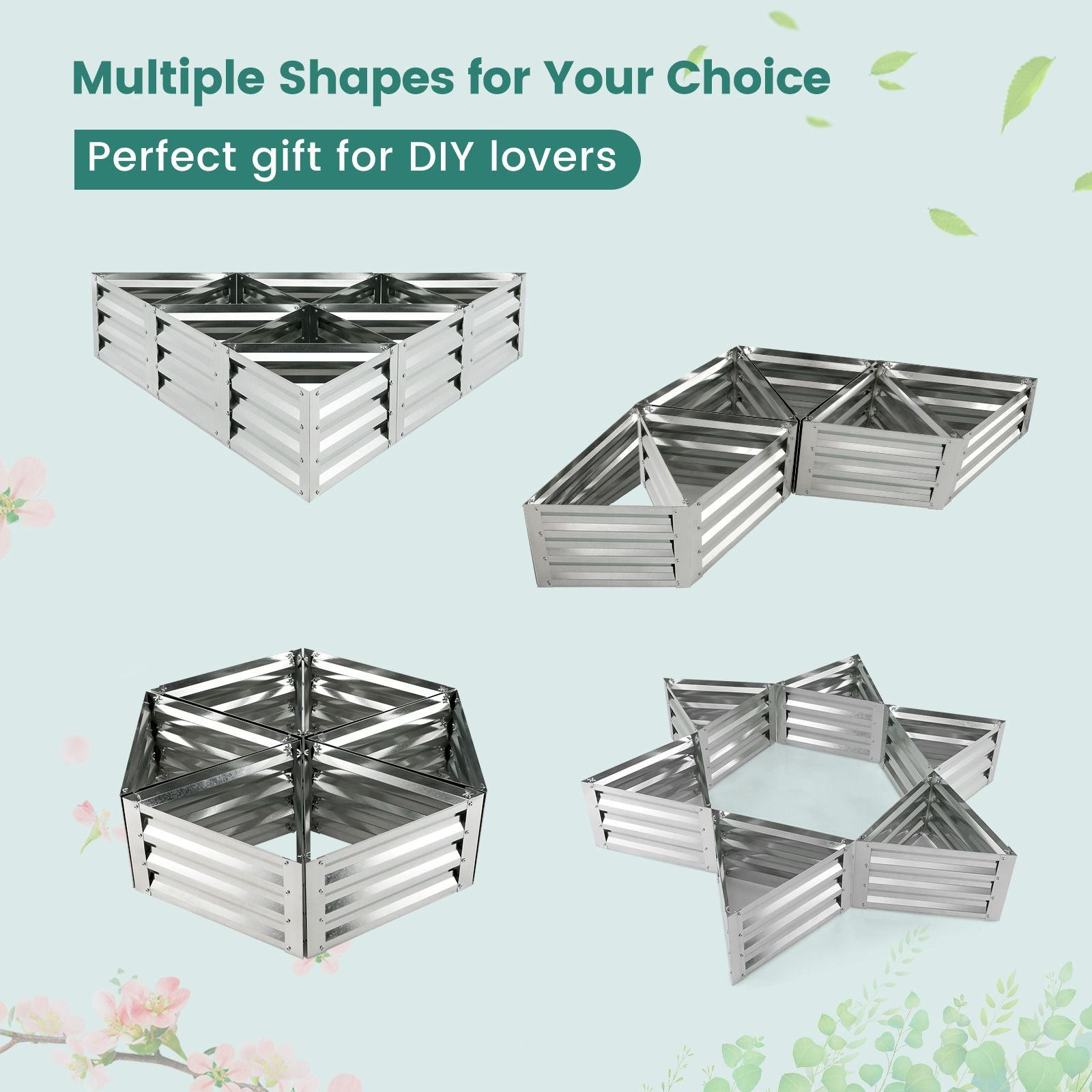 6 Pieces Triangular Galvanized Raised Garden Bed