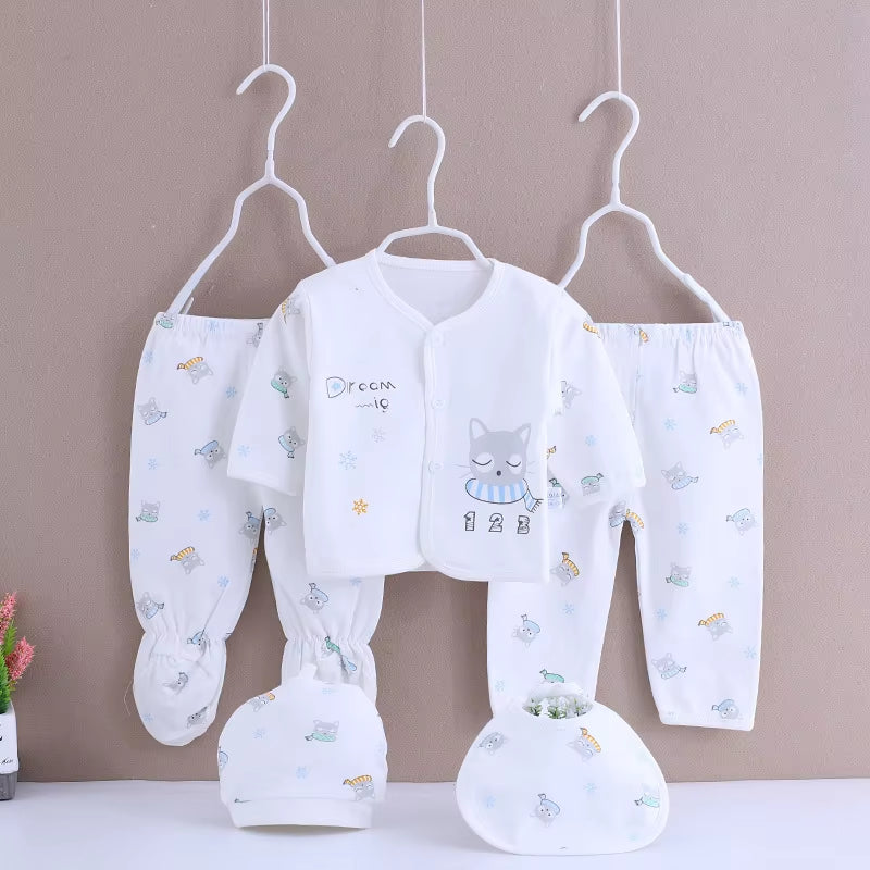 Brand 5Pcs/Set Enfant Newborn Sets Baby Boys Suits Baby Clothes Cotton