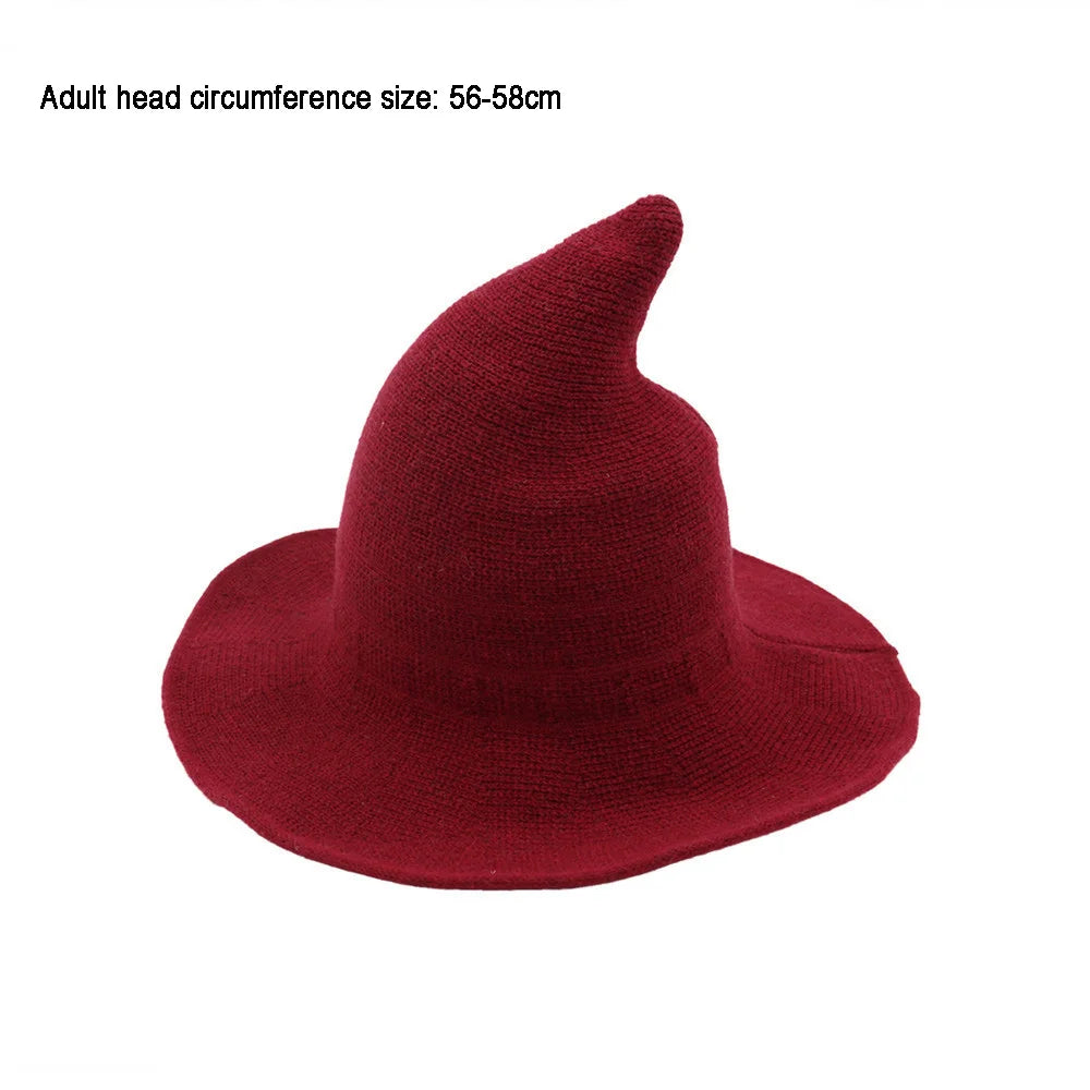 Halloween Knit Wool Wizard Hat Adult Kids Witch Caps Halloween Holiday Costume Props Festival Party Hat Halloween Decoration 할로윈