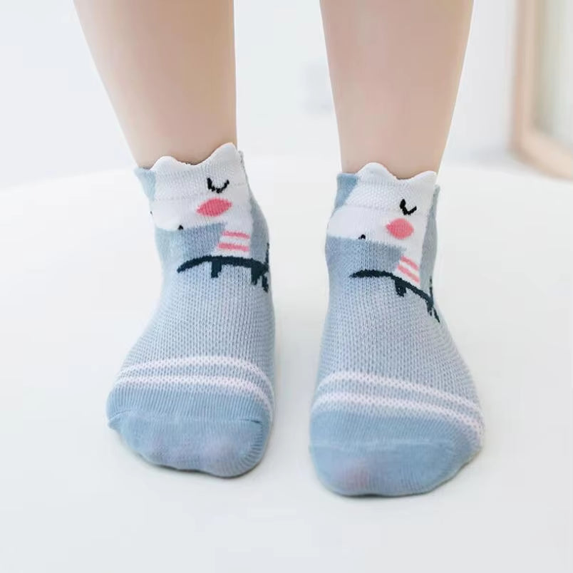 5Pairs/Lot Summer Mesh Breathable Baby Socks Newborn Cartoon Sock for Girls Boys Baby Clothes Accessories