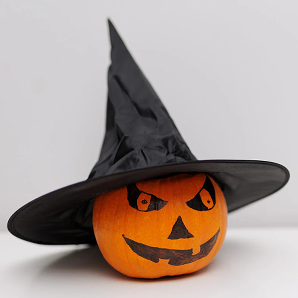 Black White Halloween Witch Hat Unisex Hats for Adults Kids Halloween Party Supply Cosplay Costume Prop Decorations Wizard Caps