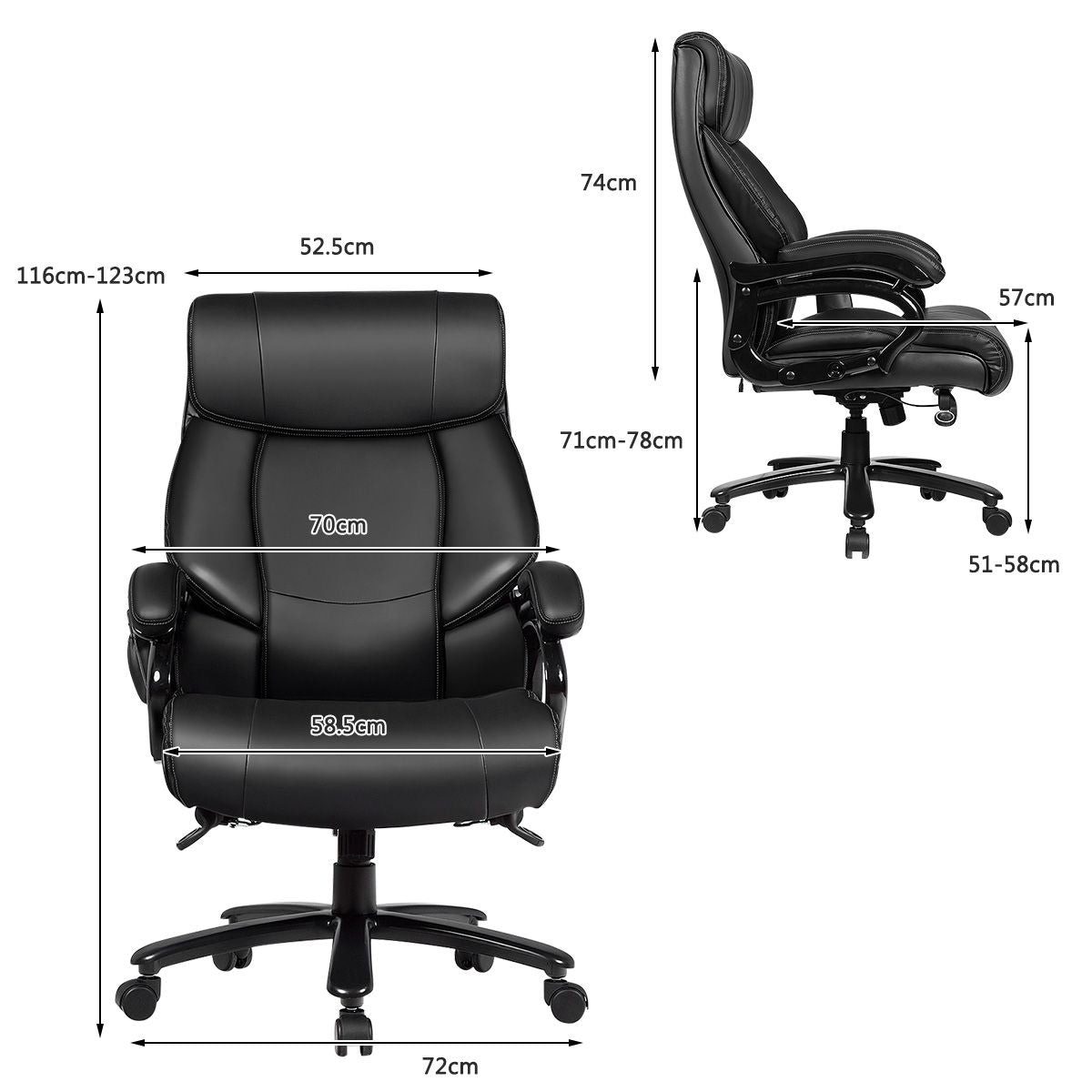 PU Leather Massage Office Chair with Thick Foam Cushion